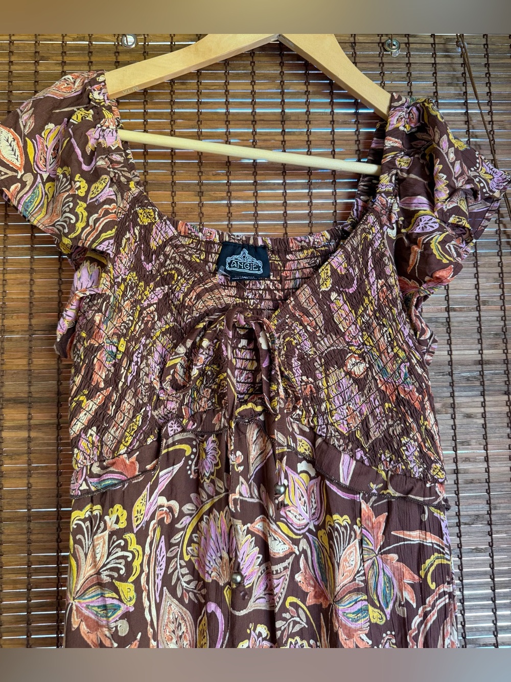 Vintage Angie Autumn Petals Brown Floral Boho Maxi Dress Size Small NWOT - Picture 3 of 10